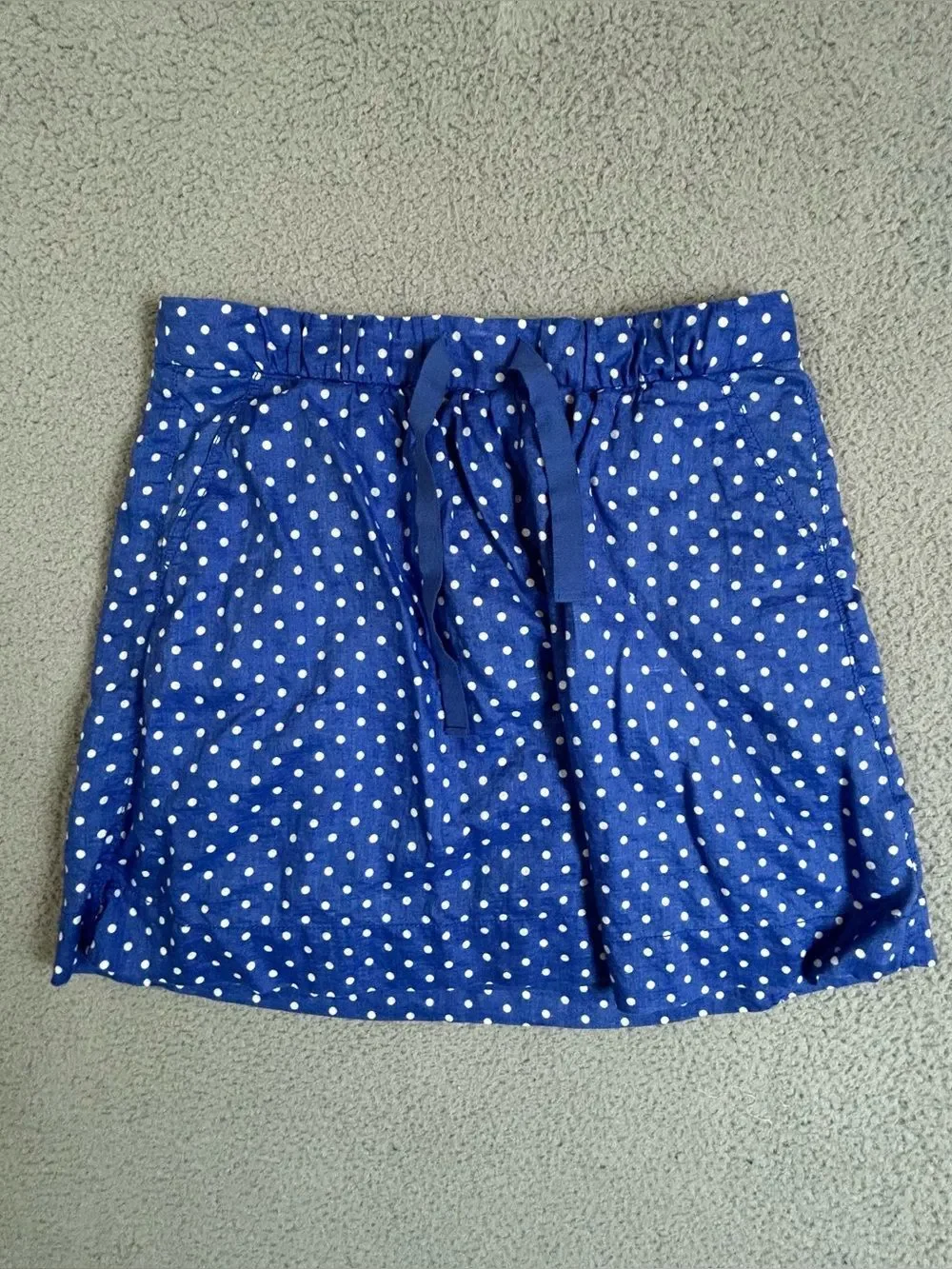 Jcrew women’s Polka Dot Drawstring Mini Skirt - Blue size 12
